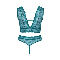 Sexy Soft BH Set XL - 4XL weiche Spitze + String Schritt offen + Dessous