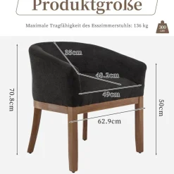 Shenyon Esszimmerstühle 2er Set mit Armlehnen, Mid Century Polsterstuhl aus