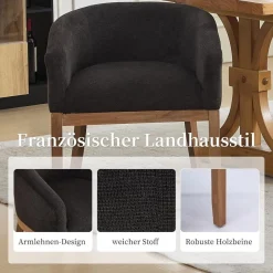 Shenyon Esszimmerstühle 2er Set mit Armlehnen, Mid Century Polsterstuhl aus