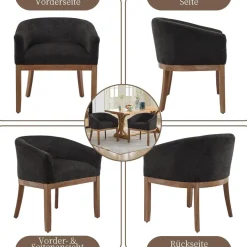 Shenyon Esszimmerstühle 2er Set mit Armlehnen, Mid Century Polsterstuhl aus