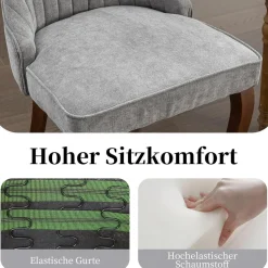 Shenyon Esszimmerstühle 8er Set, bequeme Polsterstühle aus Stoff mit