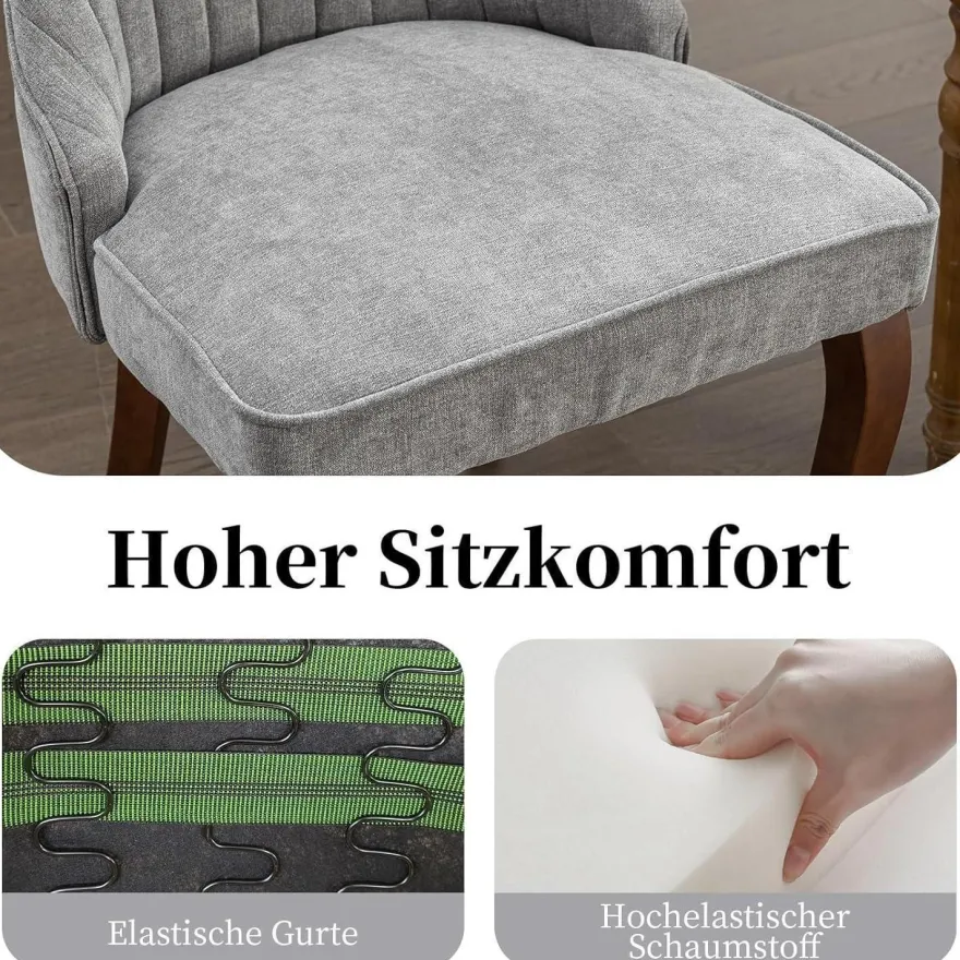 Shenyon Esszimmerstühle 8er Set, bequeme Polsterstühle aus Stoff mit