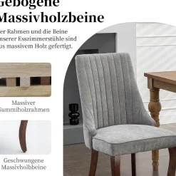 Shenyon Esszimmerstühle 8er Set, bequeme Polsterstühle aus Stoff mit