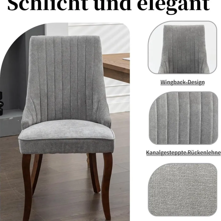 Shenyon Esszimmerstühle 8er Set, bequeme Polsterstühle aus Stoff mit