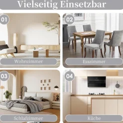 Shenyon Esszimmerstühle 8er Set, bequeme Polsterstühle aus Stoff mit