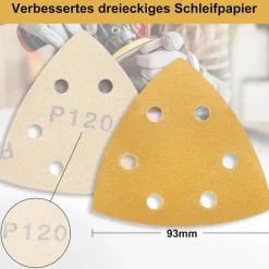 Shineboc Dreieck-Schleifpapier 60 Blatt, 6 Löcher, 93x93x93mm, Körnung 400 für