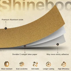 Shineboc Schleifpapier Rolle 70mm x 12m, Körnung 220, Selbstklebend für Auto
