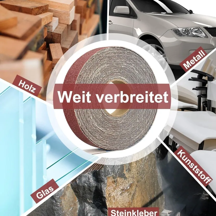 Shineboc Schleifpapierrolle 2,5 cm x 25 m, Körnung 60, Aluminiumoxid für Holz