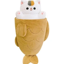 shownicer Plüschtier Katze Fisch 2 in 1 Kuschelkissen Kawaii Stofftier, 60 cm