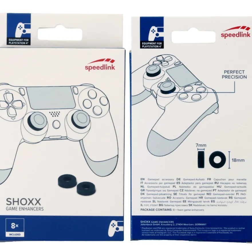 8 SHOXX Game Enhancer Stoß-Dämpfer Thumb-Stick Ringe für Sony PS4 PS5 Controller