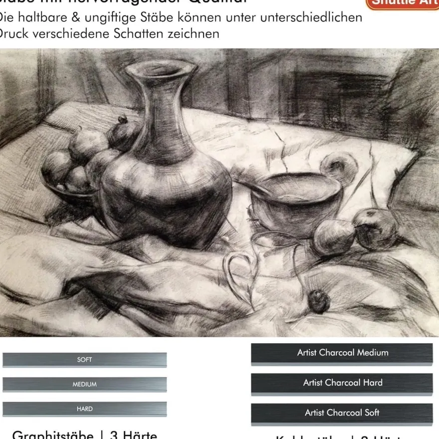 Shuttle Art Zeichenset 37-teilig: Professionelles Malset mit Graphitstiften