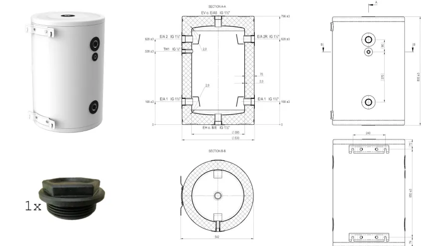 SHWT® EPS 30-160Liter Edelstahl Speicher 8Bar Wärmepumpen Pufferspeicher