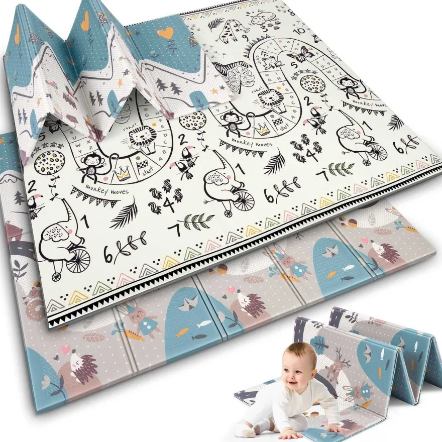 Sicherer Spielteppich für Babys - doppelseitig - 200x180cm - BPA-frei