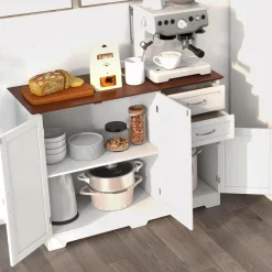Sideboard Küchenschrank Weiß, Kücheninsel mit Arbeitsplatte 100×40cm Buffetschrank