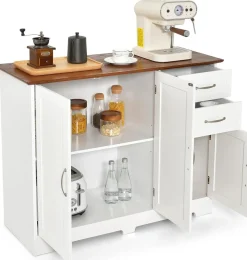 Sideboard Küchenschrank Weiß, Kücheninsel mit Arbeitsplatte 100×40cm Buffetschrank
