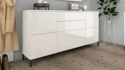 Sideboard Kommode Schrank Anrichte Highboard Haama in Weiß - Hochglanz und Matt