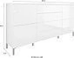 Sideboard Kommode Schrank Anrichte Highboard Haama in Weiß - Hochglanz und Matt