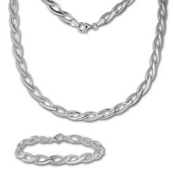 SilberDream Schmuck Set Collier & Armband für Damen Zopf glanz Silber SDS438J