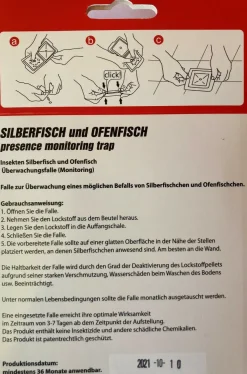 Silberfisch & Ofenfisch Klebefallen mit Lockstoff, Insektenfalle, Insekten Falle
