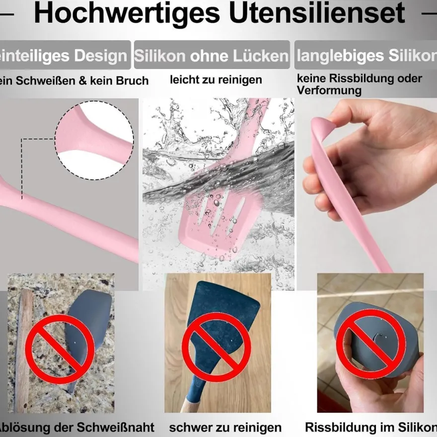 Silikon Küchenhelfer Set 22-teilig Kochutensilien Kochgeschirr Antihaft