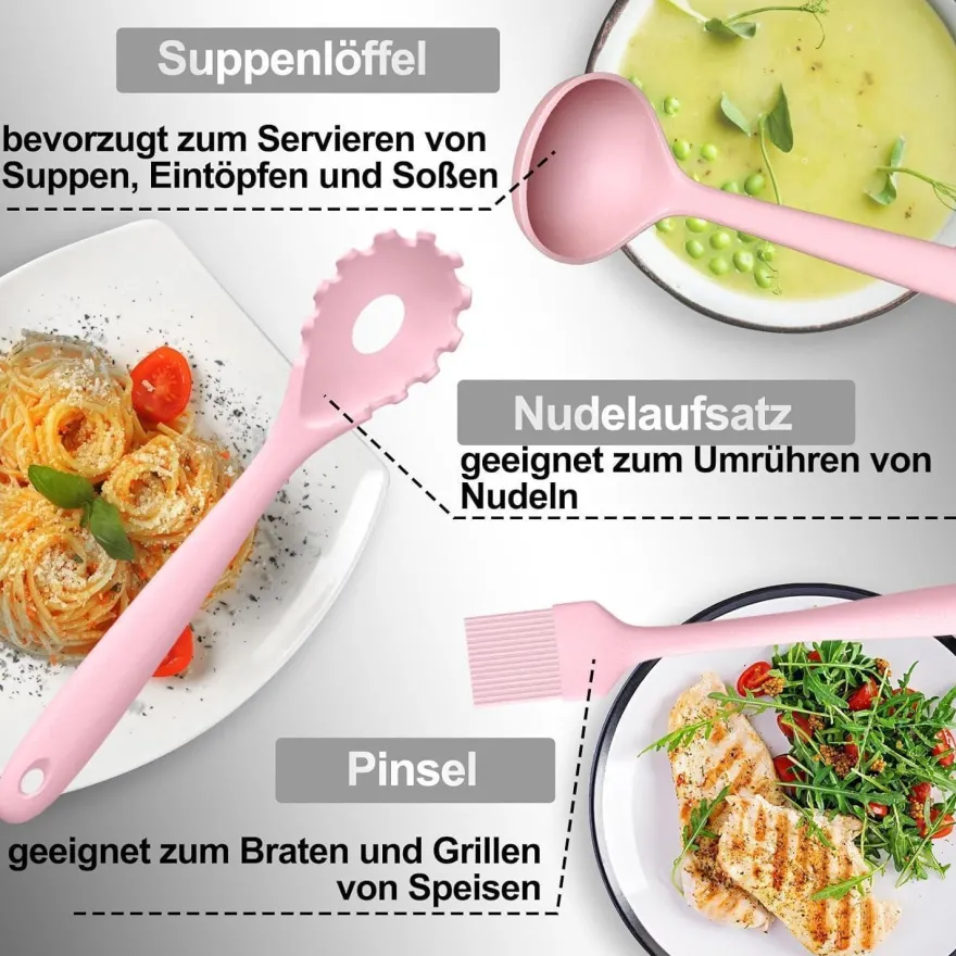 Silikon Küchenhelfer Set 22-teilig Kochutensilien Kochgeschirr Antihaft