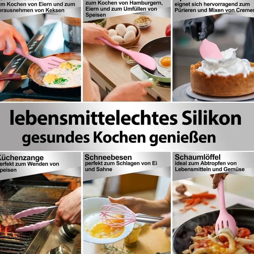 Silikon Küchenhelfer Set 22-teilig Kochutensilien Kochgeschirr Antihaft