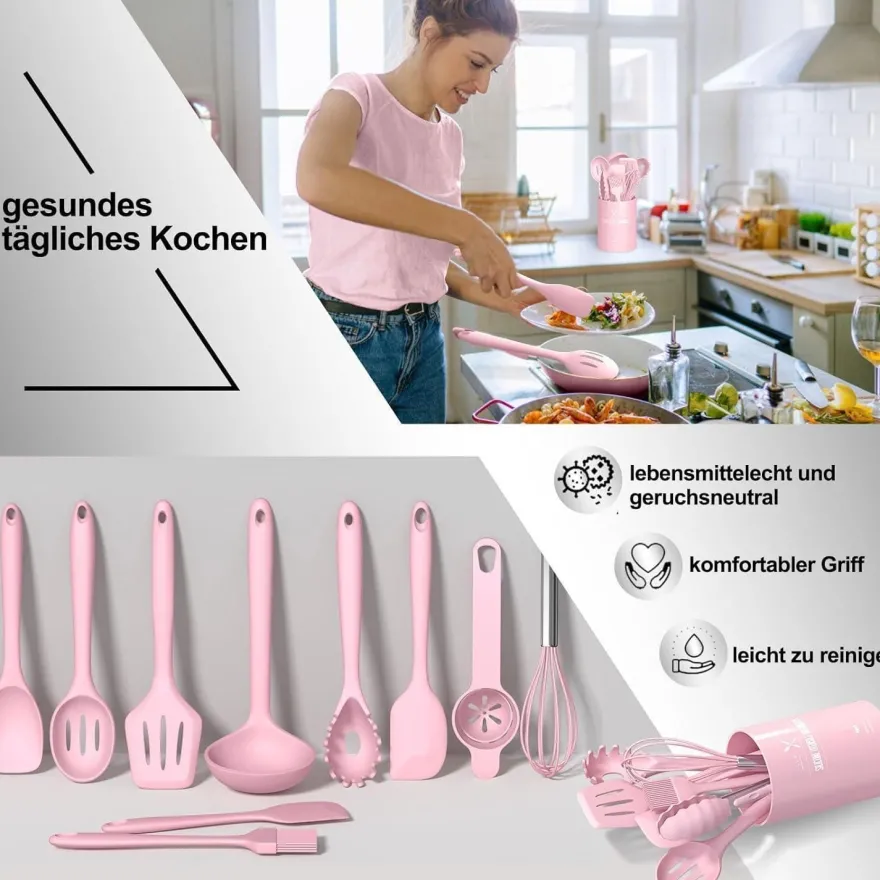 Silikon Küchenhelfer Set 22-teilig Kochutensilien Kochgeschirr Antihaft