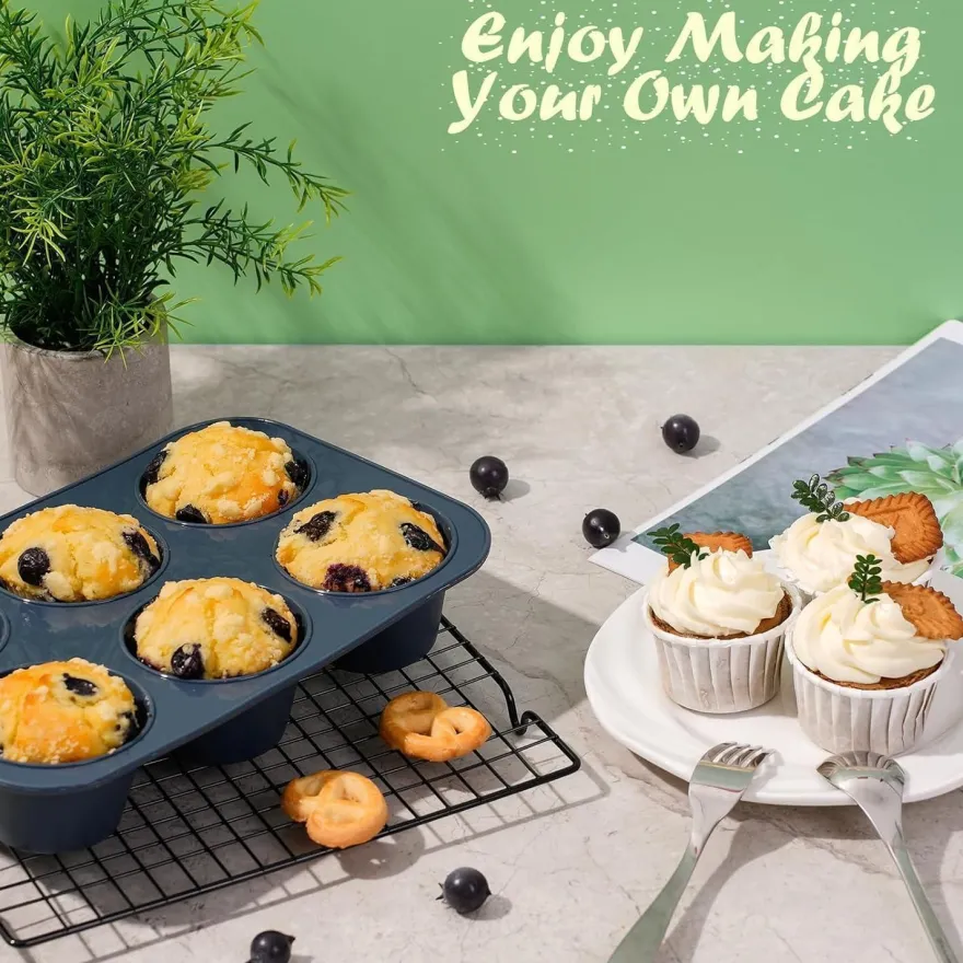 Silikon Muffinform 6er Antihaft Backblech Cupcakes Brownies Kuchen Pudding 27,8