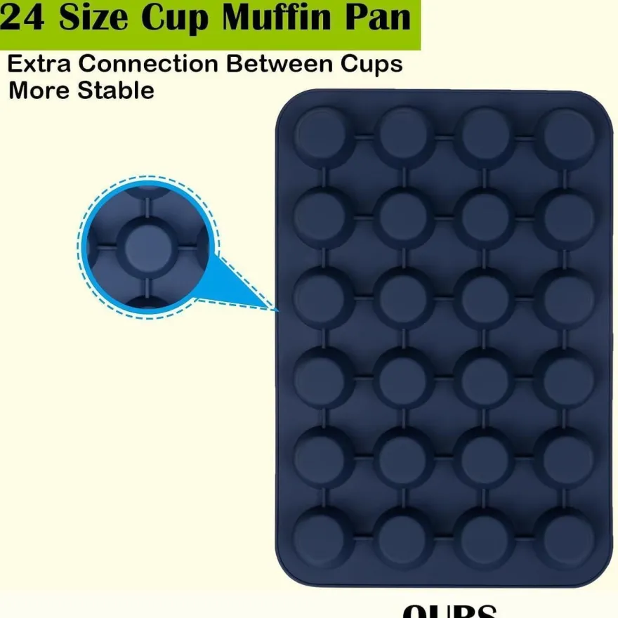 Silikon Muffinform für 24 Muffins Antihaft Backblech Grau 34x23x2,5cm