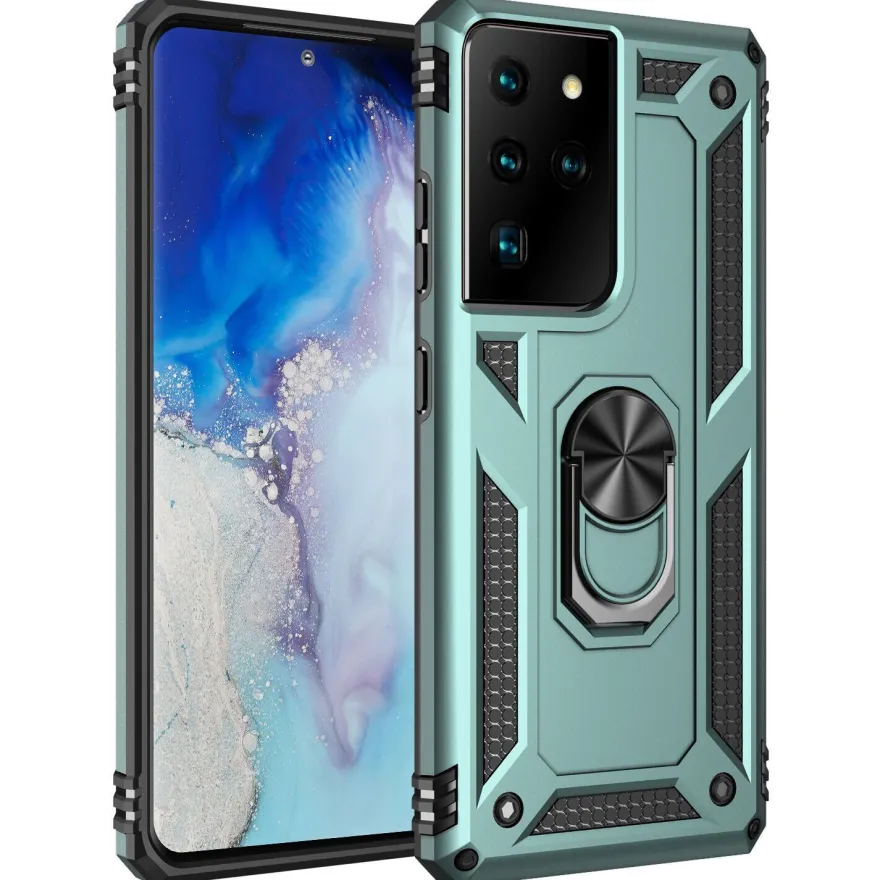 Silikon TPU Slim Case mit 360 Grad Ring Ständer Schutzhülle Kickstand Handyhülle