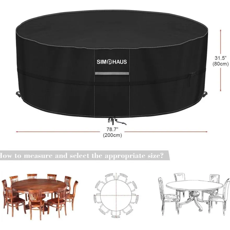 Simphaus Abdeckplane für Gartentisch, Whirlpool, Ø200x80cm, 420D Oxford