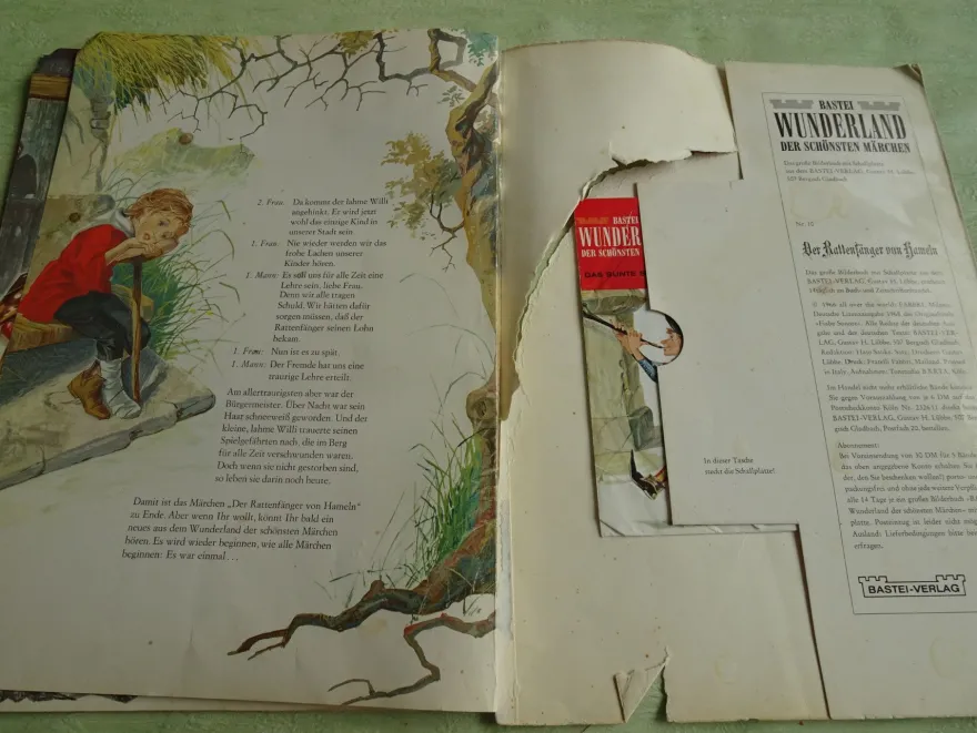 Single bunte Bilderbuch Schallplatte Bastei Wunderland 10 Der Rattenfänger von Hameln