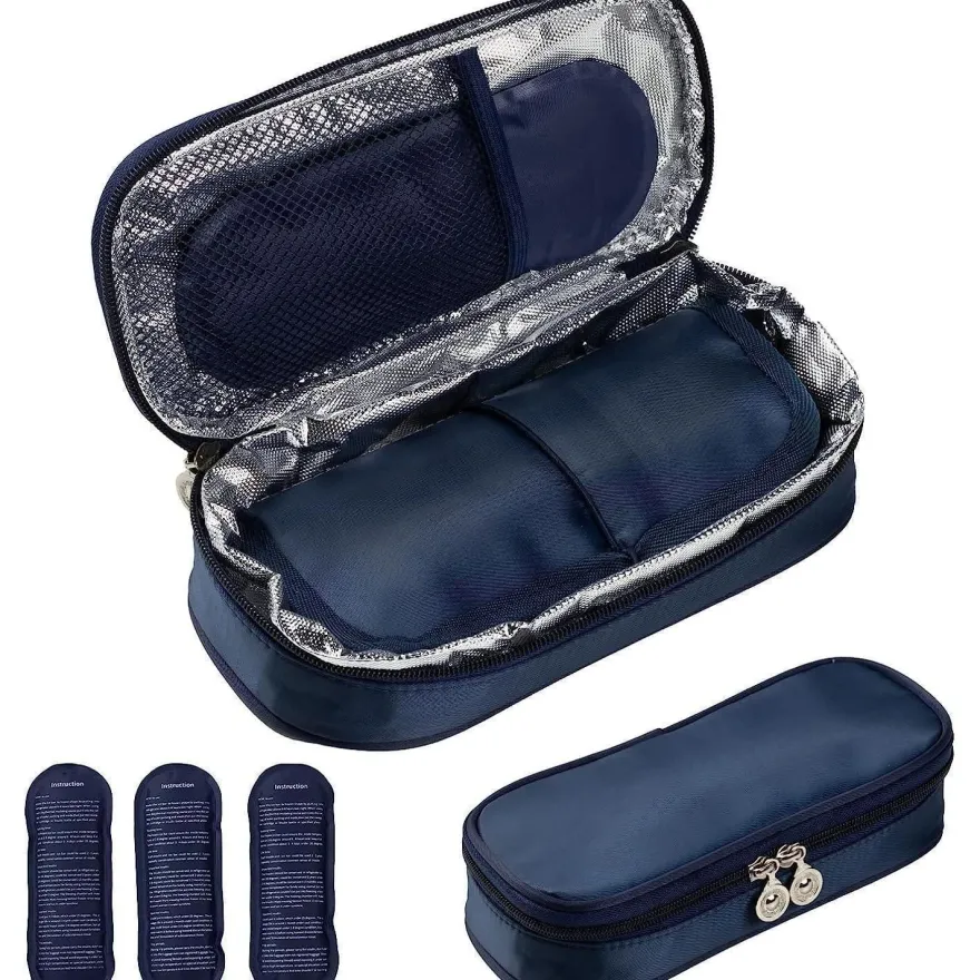 Sinocare Insulin Kühltasche mit 3 Kühlakkus - Medikamenten- und