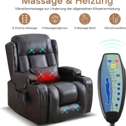 Situray Manuell Verstellbarer Relaxsessel mit Heizung, 360° Drehbar, bis 150