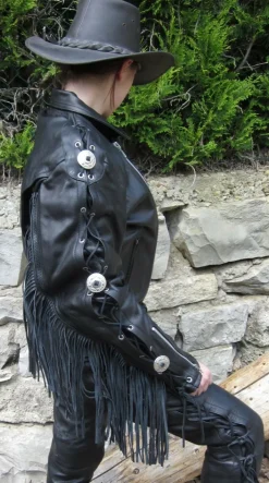 Skorpion Fransenlederjacke Highway, Gr.50, Motorradjacke Easy Rider Lederjacke