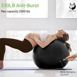 Slim Panda Gymnastikball 65CM, Pezziball mit Pumpe, Explosionsgeschützt, für