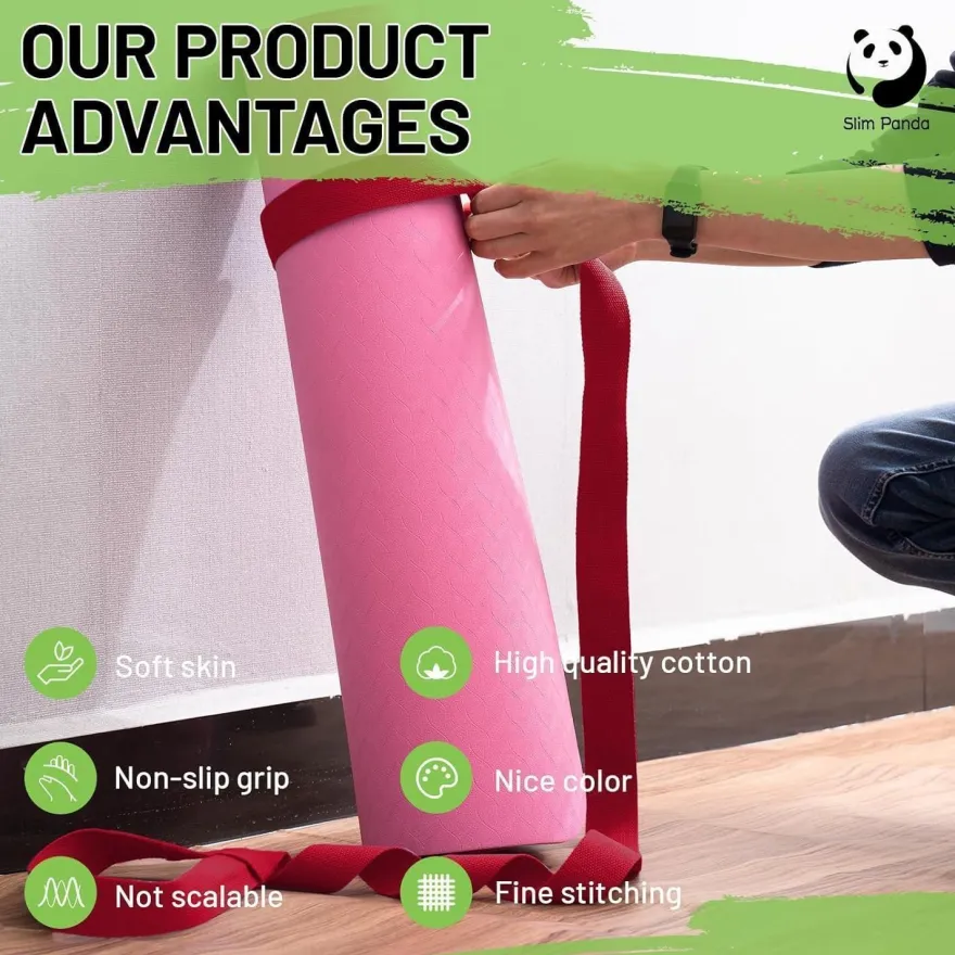 Slim Panda Yogamatte Tragegurt aus Baumwolle - Verstellbar für alle Größen