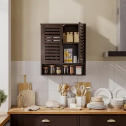 SMIBUY Bambus Badezimmerschrank zur Wandmontage, platzsparend über der Toilette