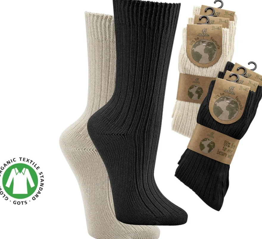 Socken aus 100% Bio Baumwolle, 3er Pack, natur, organic cotton, 35-38