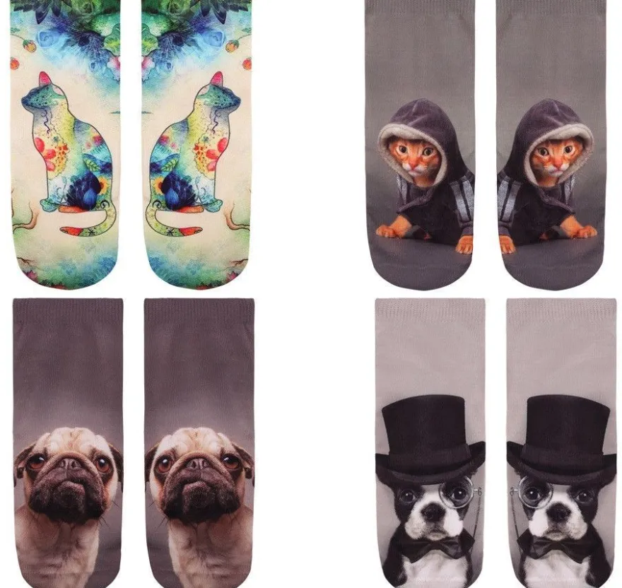 Socken Katze Katzen Hunde Strümpfe Socke Sneaker Motiv Motive Eyecatcher neu