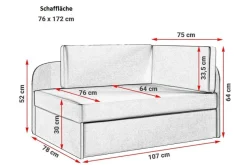 Sofa Kindersofa Schlafsofa inkl. Bettkasten MAILO Seite Rechts Stoff Grau