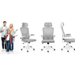 Sofotel Bürostuhl aus Messing mit Mikro-Mesh-Gewebe, Grau
