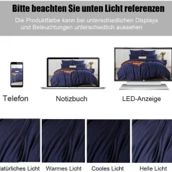 Soifox Bettwäsche 4-teilig 135x200 cm Marineblau, Mikrofaser, bügelfrei