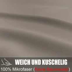 Soifox Bettwäsche 140x200 cm Taupe - Bügelfreie Mikrofaser Bettgarnitur mit