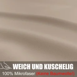 Soifox Bettwäsche 180x200 Sandy Beige Mikrofaser Bügelfrei Knitterfrei mit 2