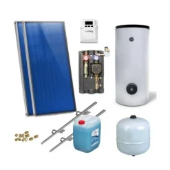 Solaranlage Warmwasser Solarpaket 2 Kollektoren Speicher Flexrohr Flachkollektor