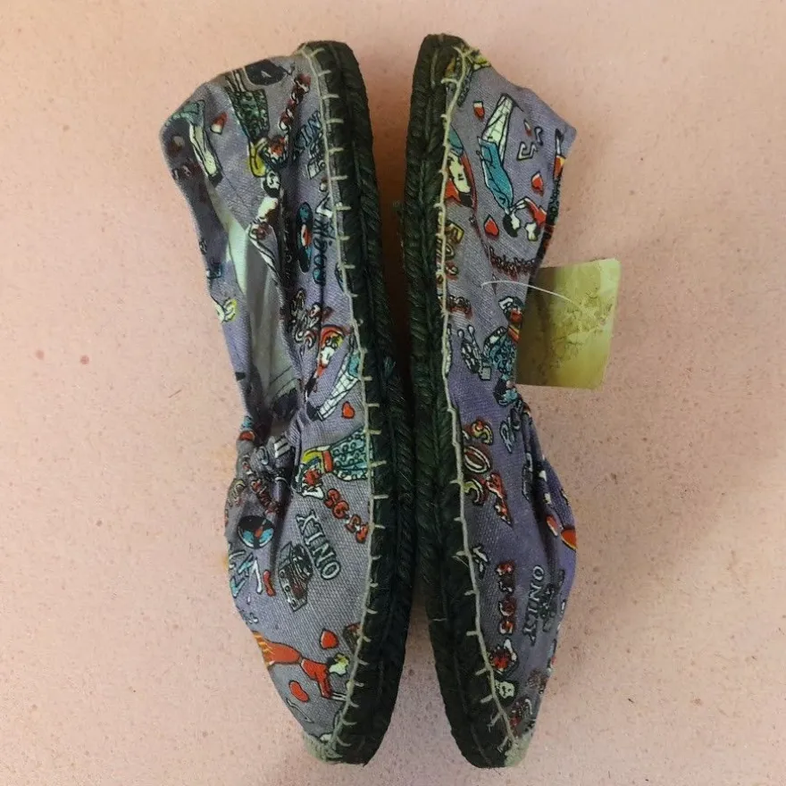 Sommerliche Natur Damen schuh Hand genaht Cotton Bequem Lila Farbe Gr. 39 Restposten
