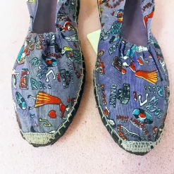 Sommerliche Natur Damen schuh Hand genaht Cotton Bequem Lila Farbe Gr. 39 Restposten