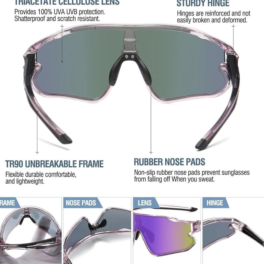Sonnenbrille Kinder Clear Lila Rahmen Schwarz Temple Purle Linse