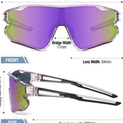 Sonnenbrille Kinder Clear Lila Rahmen Schwarz Temple Purle Linse